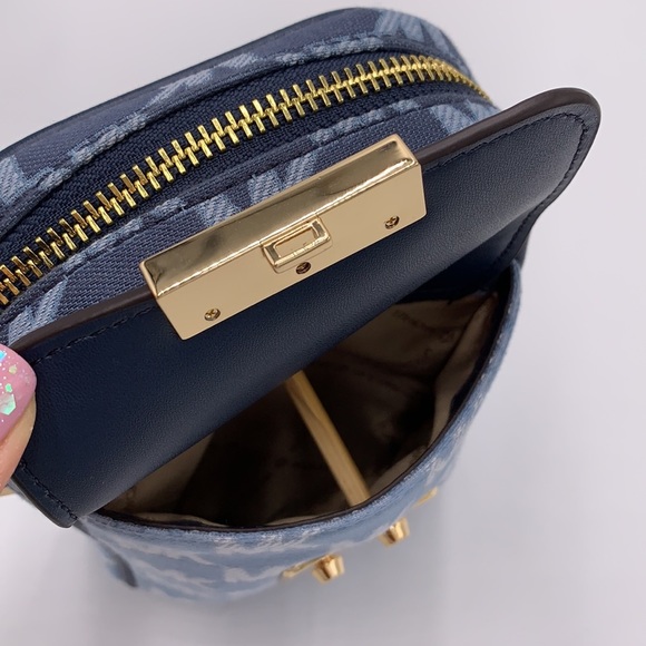 MICHAEL KORS SLOAN EDITOR SMALL NS  TOP ZIP FLAP PACKET PHONE XBODY NAVY MULTI - Picture 9 of 16